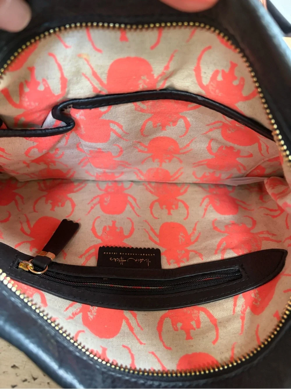 India Hicks Black Leather Fold-Over Carmen Clutch…No Tassel Clean